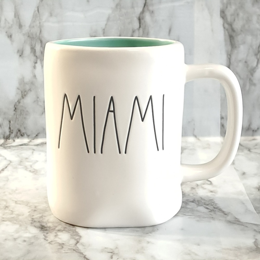 Rae Dunn Artisan Collection By Magenta Mug Coffee/Tea Miami Palm Tree White